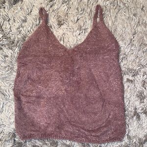 Furry Purple Cami V-Neck Top